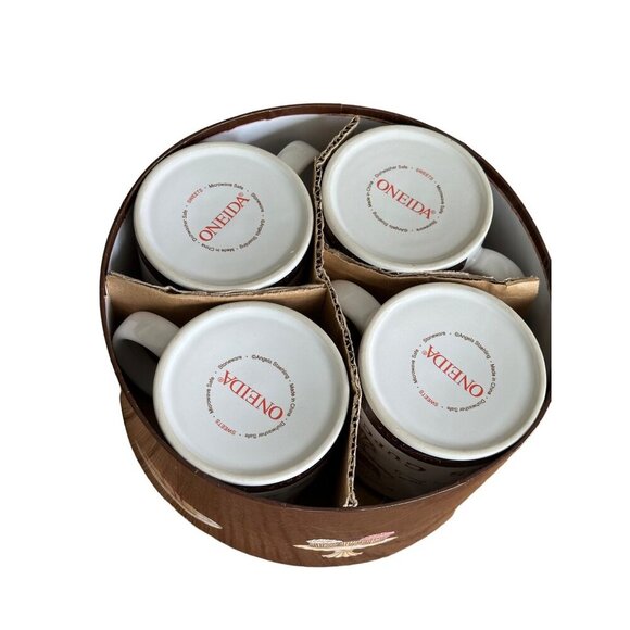 Set Of 4 Angela Staehling Oneida "Sweets Collection" Stoneware Mugs New In Box - Picture 2 of 5